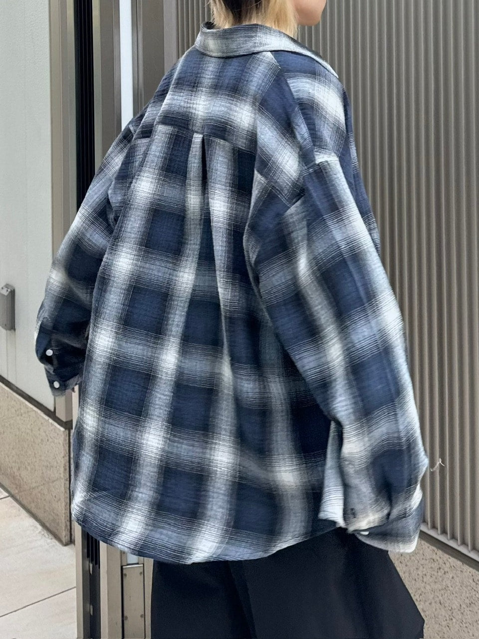 受注制【Chikashitsu +】shadow check shirt (2color) / 【チカシツプラス】シャドウチェック長袖シャツ