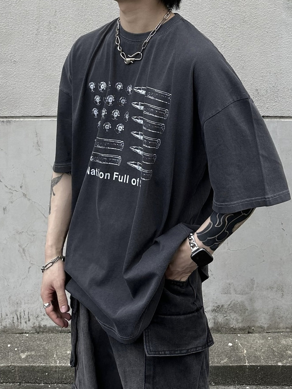 大阪店WEB限定【Chikashitsu +】pigment bullet t-shirt