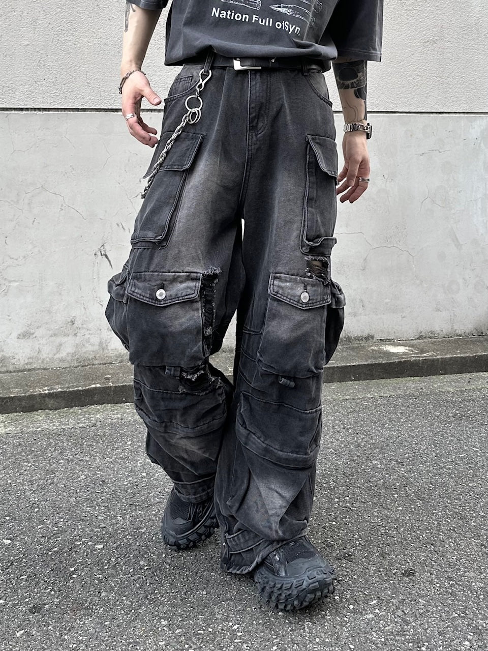 大阪店WEB限定【Chikashitsu +】utility cargo denim pants