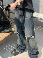 【Pioneer of Heroism】Grunge mud dyed denim pants