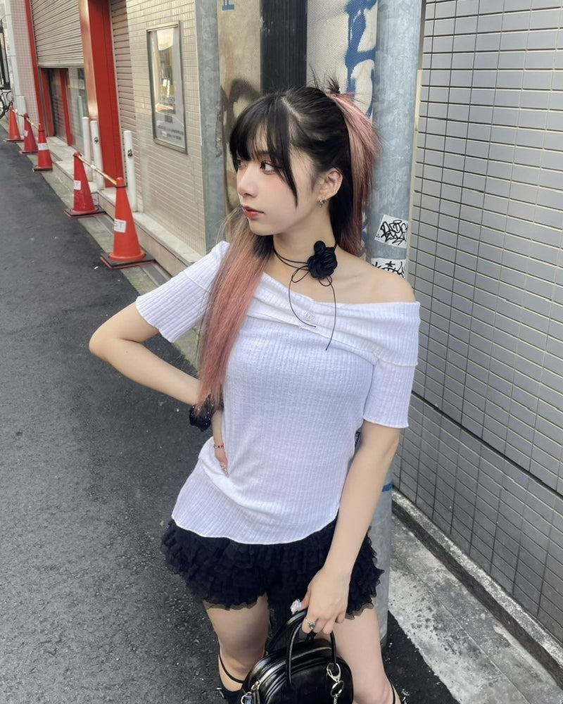受注制【Never mind the XU】rose motif choker (2color)