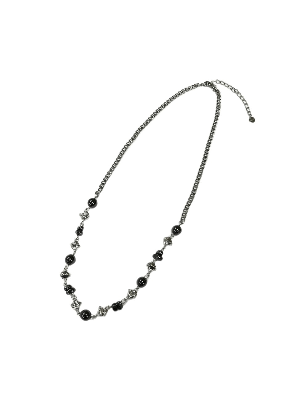 受注制【Never mind the XU】stone chain layered necklace / 【ネバーマインドザエックスユー】ストーンチェーンレイヤードネックレスシルバーネックレス