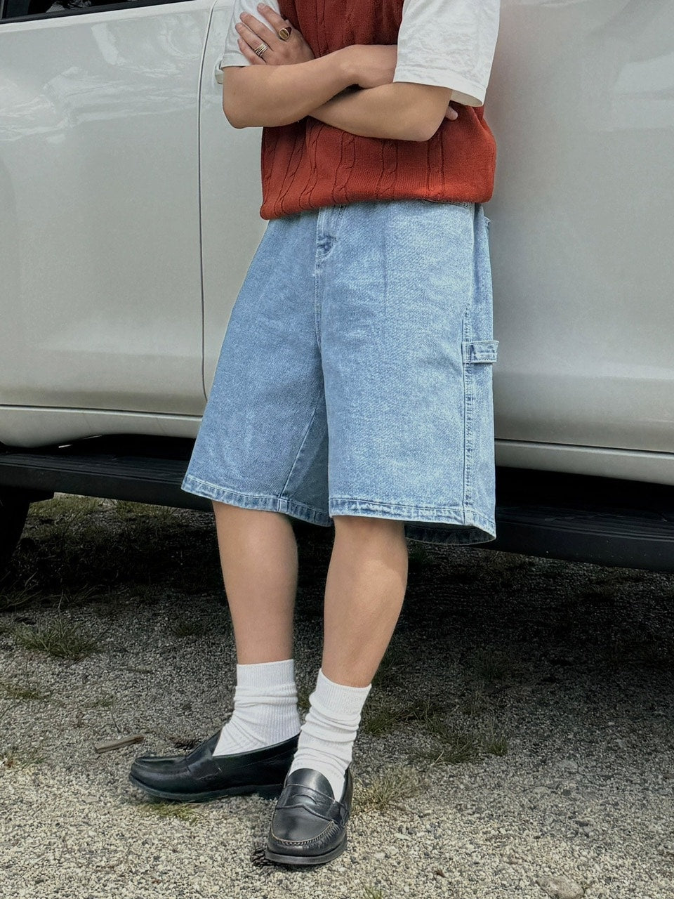 受注制【RENOL】painter denim half pants (2color)