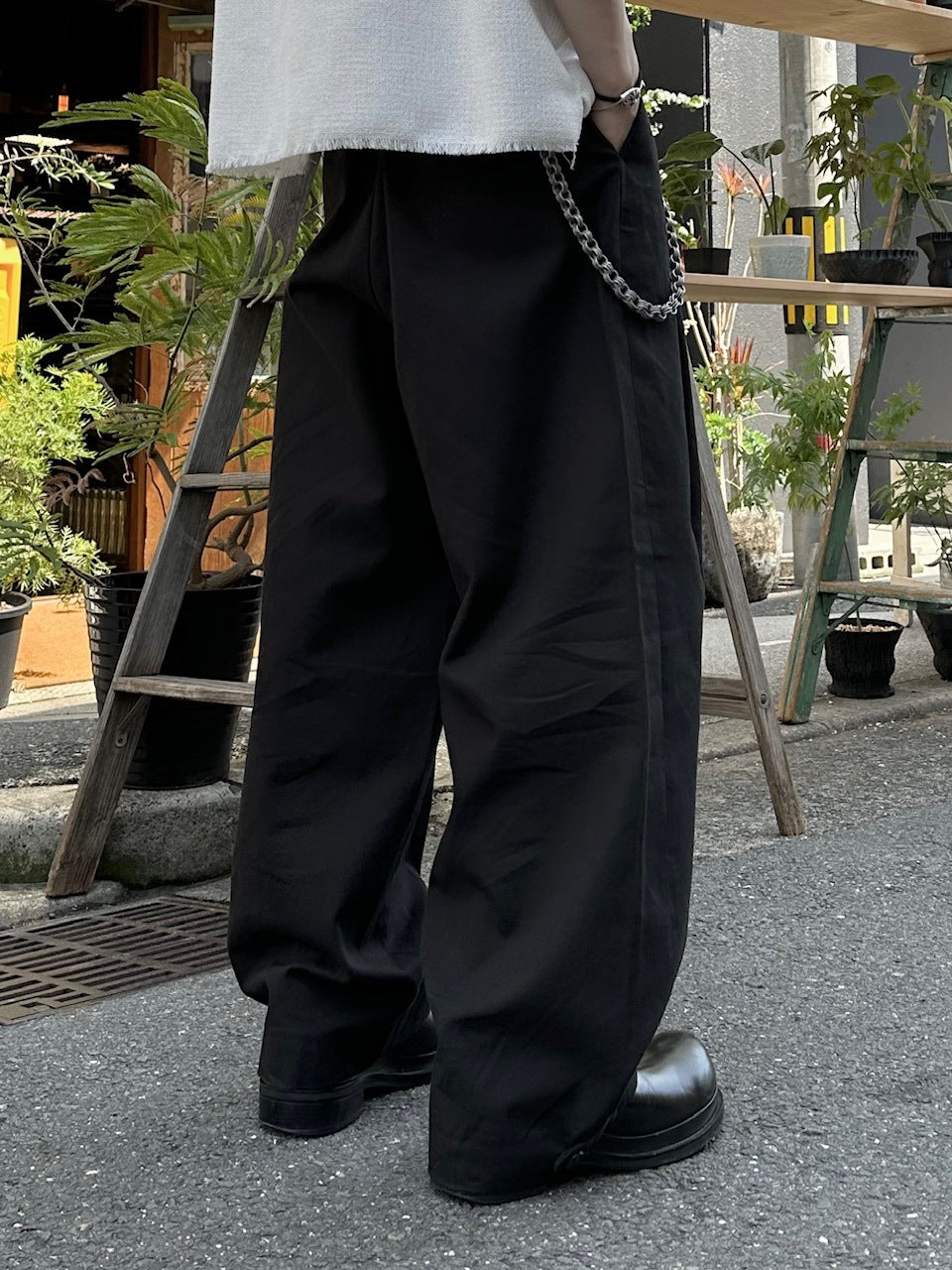 大阪店WEB限定受注制【Chikashitsu +】2tuck wide cotton pants (2color)