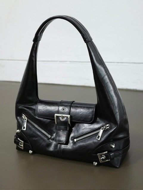 【NOT KNOWING】Small Moto Hobo Bag (LEATHER) /【ノットノーイング】スモールモトホボバッグ