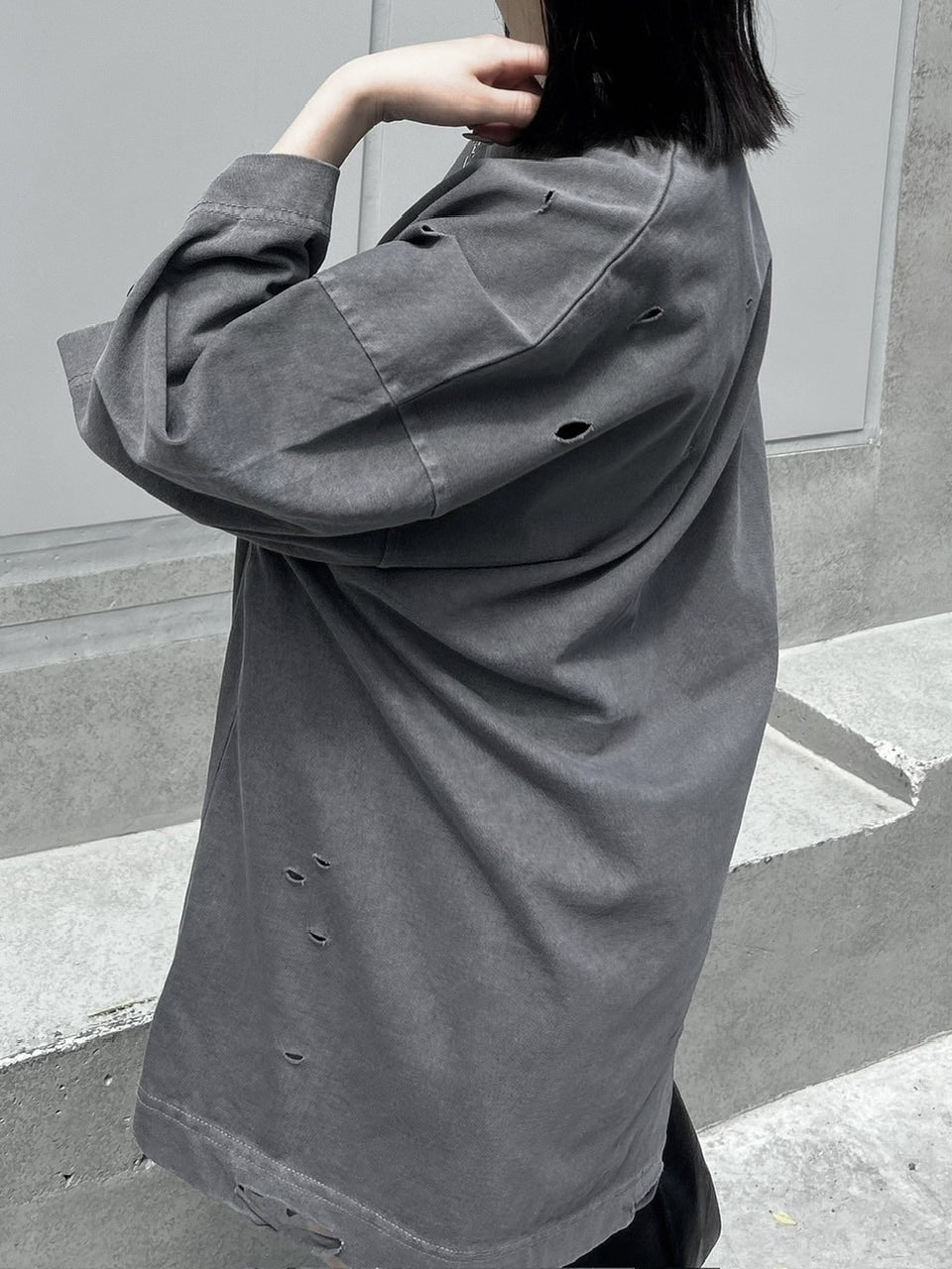 【Chikashitsu +】pigment damage overfit t-shirt (2color)