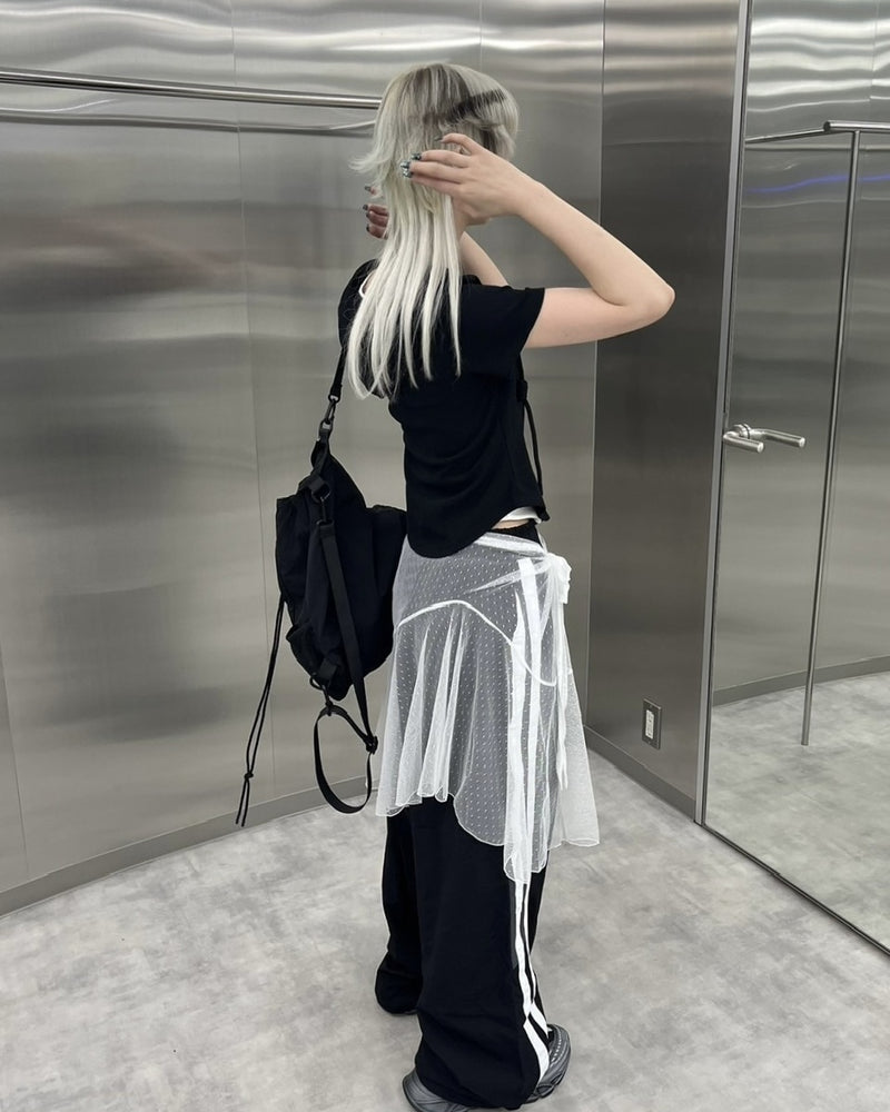 受注制【Never mind the XU】sheer layered skirt (2color)