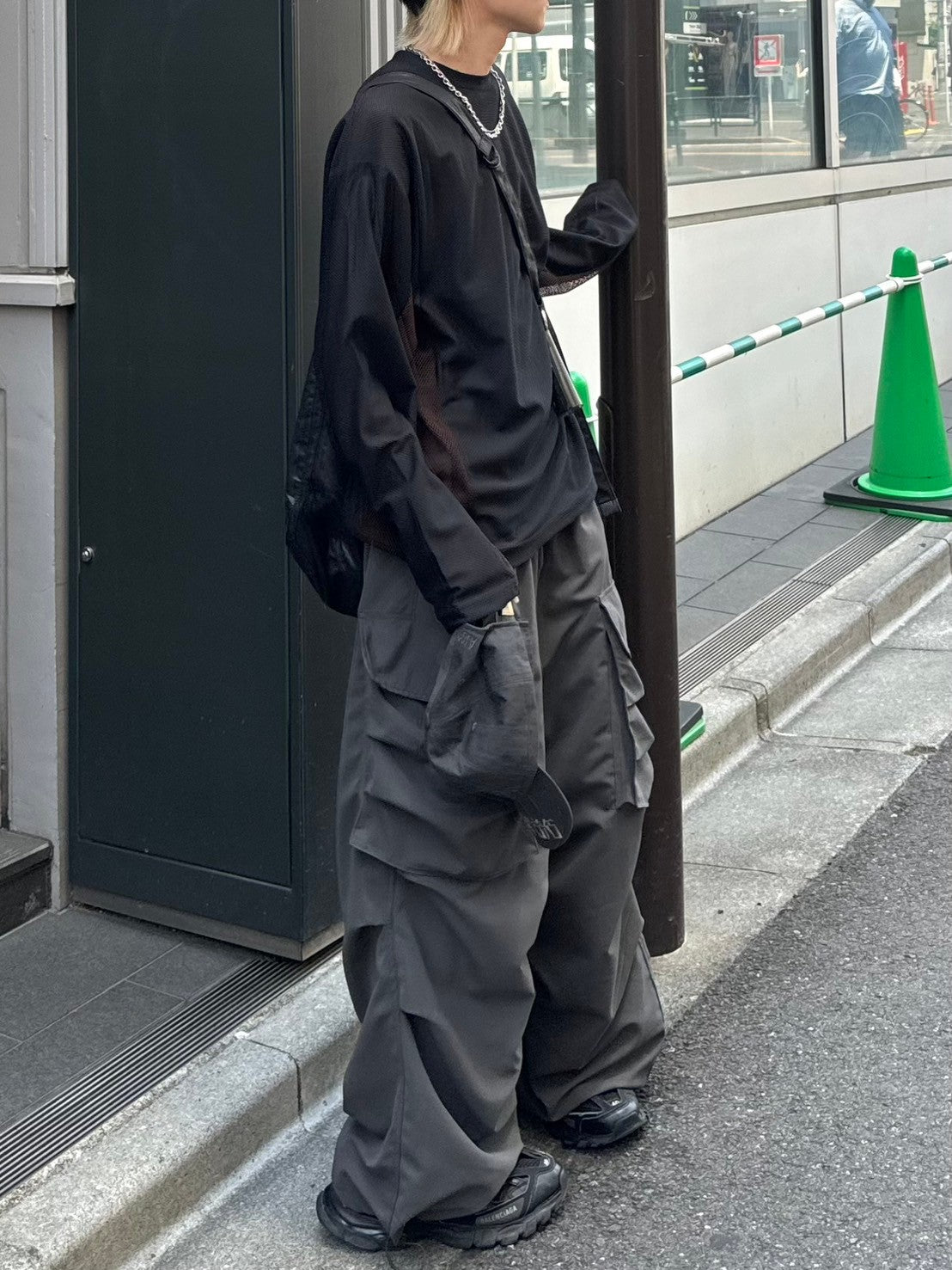 受注制【Chikashitsu +】side pattern mesh long sleeve