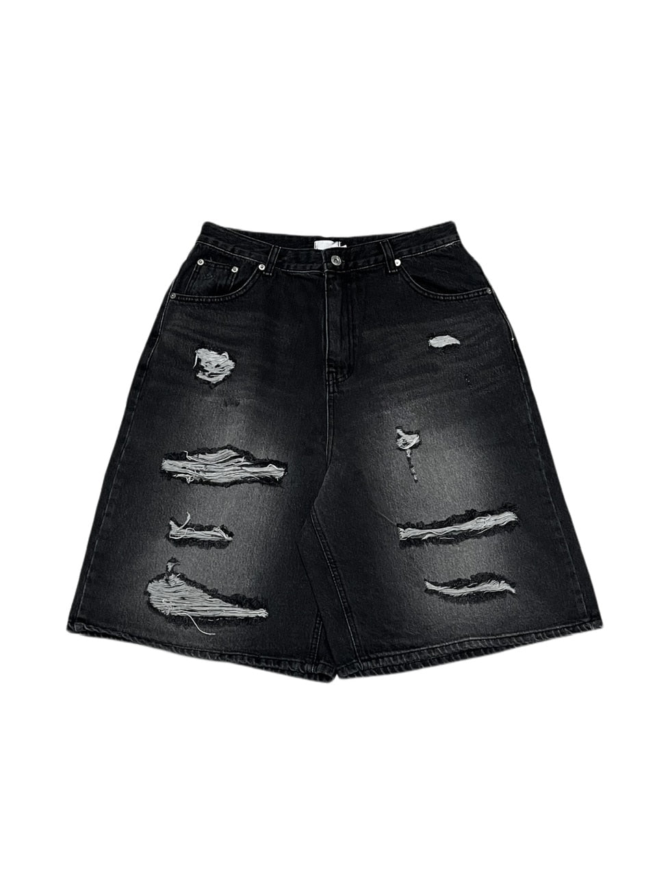 受注制【Never mind the XU】damage denim shorts 2 (2color)