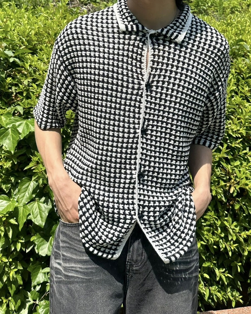 受注制【youll】check knit shirt