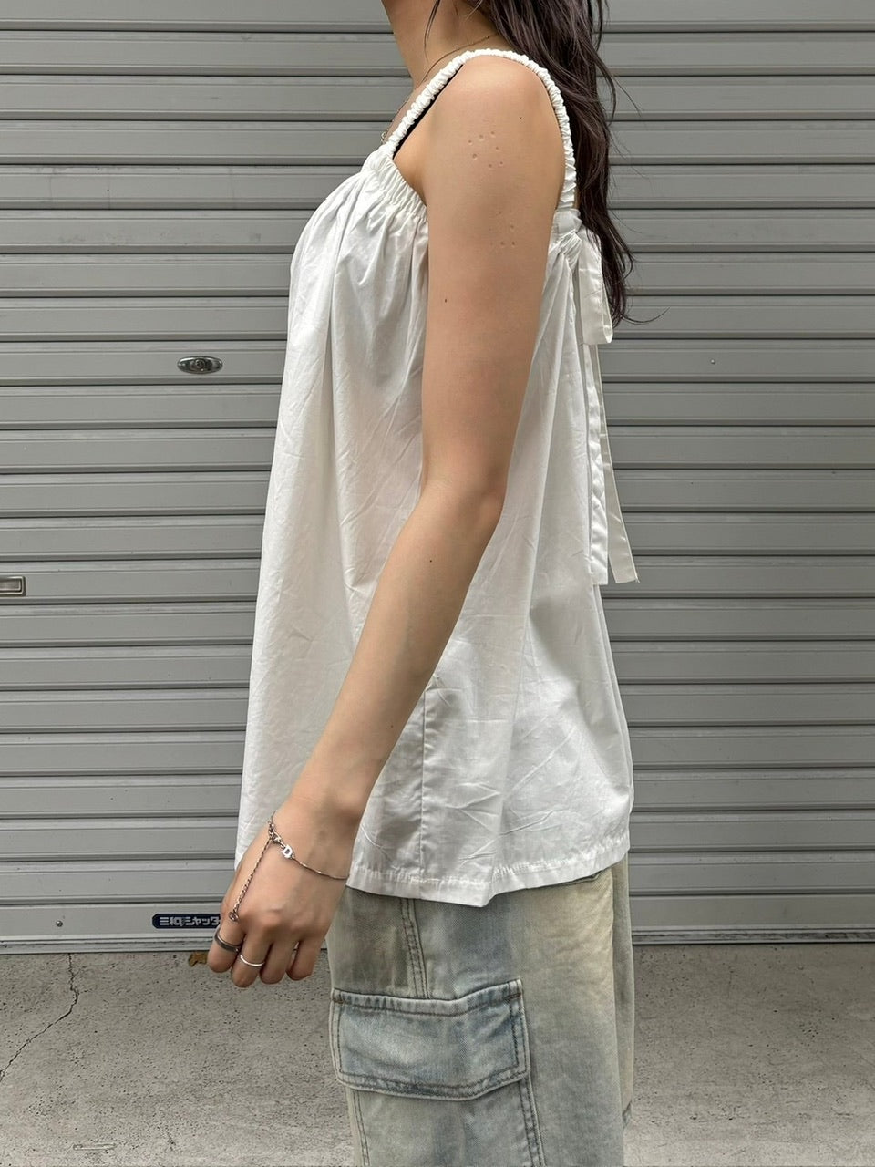 受注制【OaKS】shirred camisole bluose (2color)