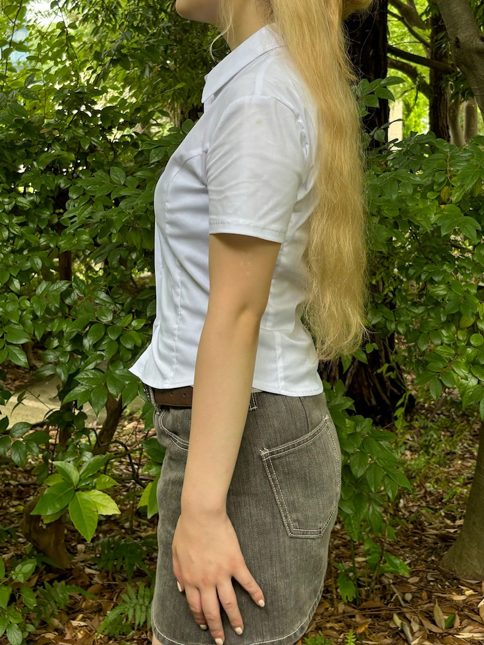 受注制【OaKS】cropped half sleeve shirt (3color)