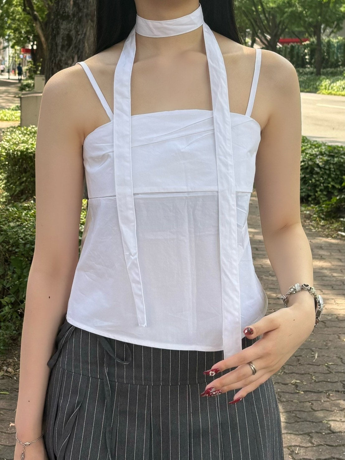 受注制【OaKS】choker set sleeveless blouse (3color)