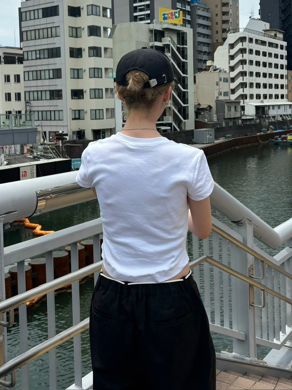 受注制【OaKS】basic cropped half sleeve t-shirt (2color)