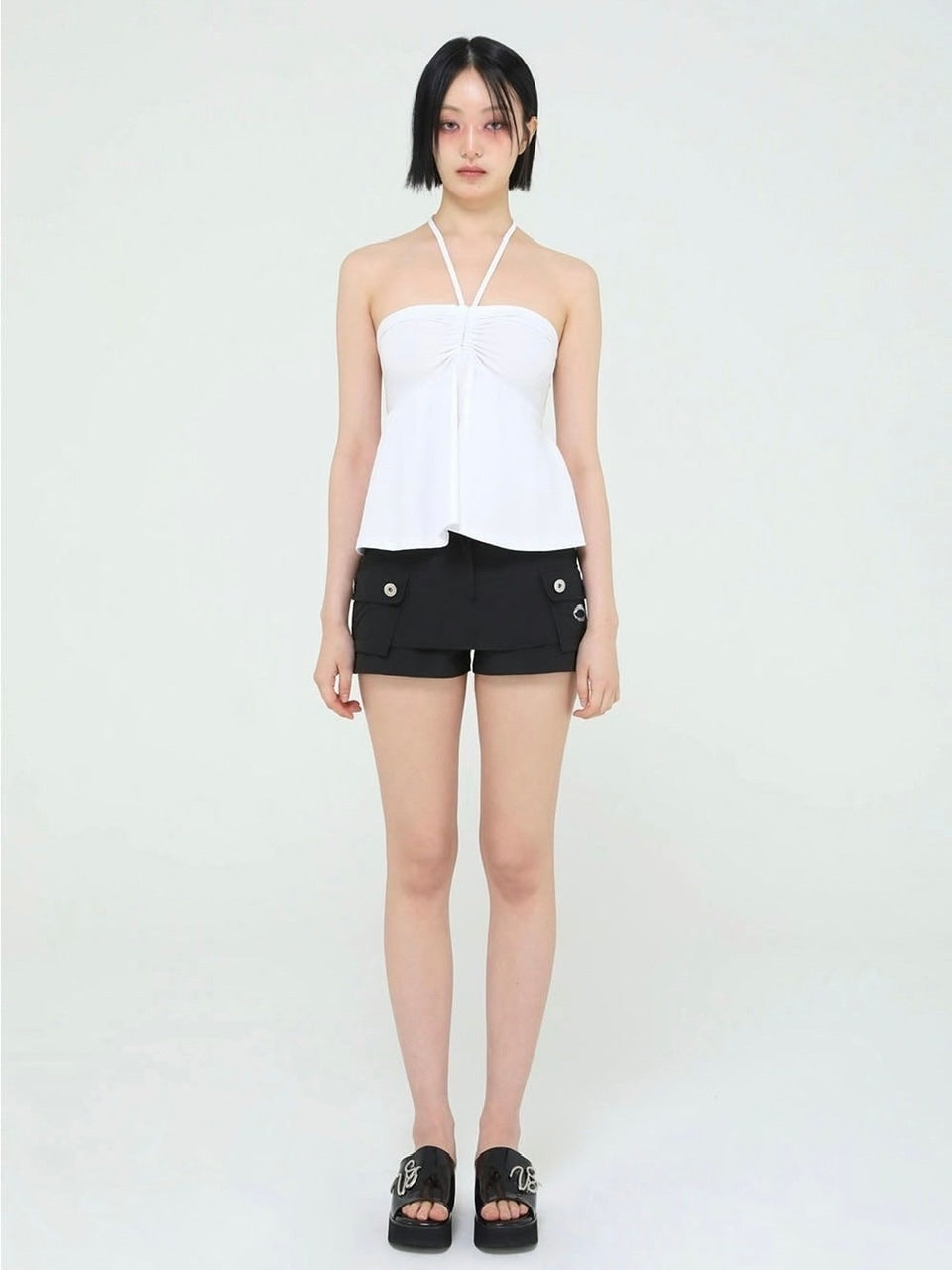 【Uglyshadow】BEADS TUNNEL SLEEVELESS / 【アグリーシャドウ】ビーズホルターネックキャミソールチュニック