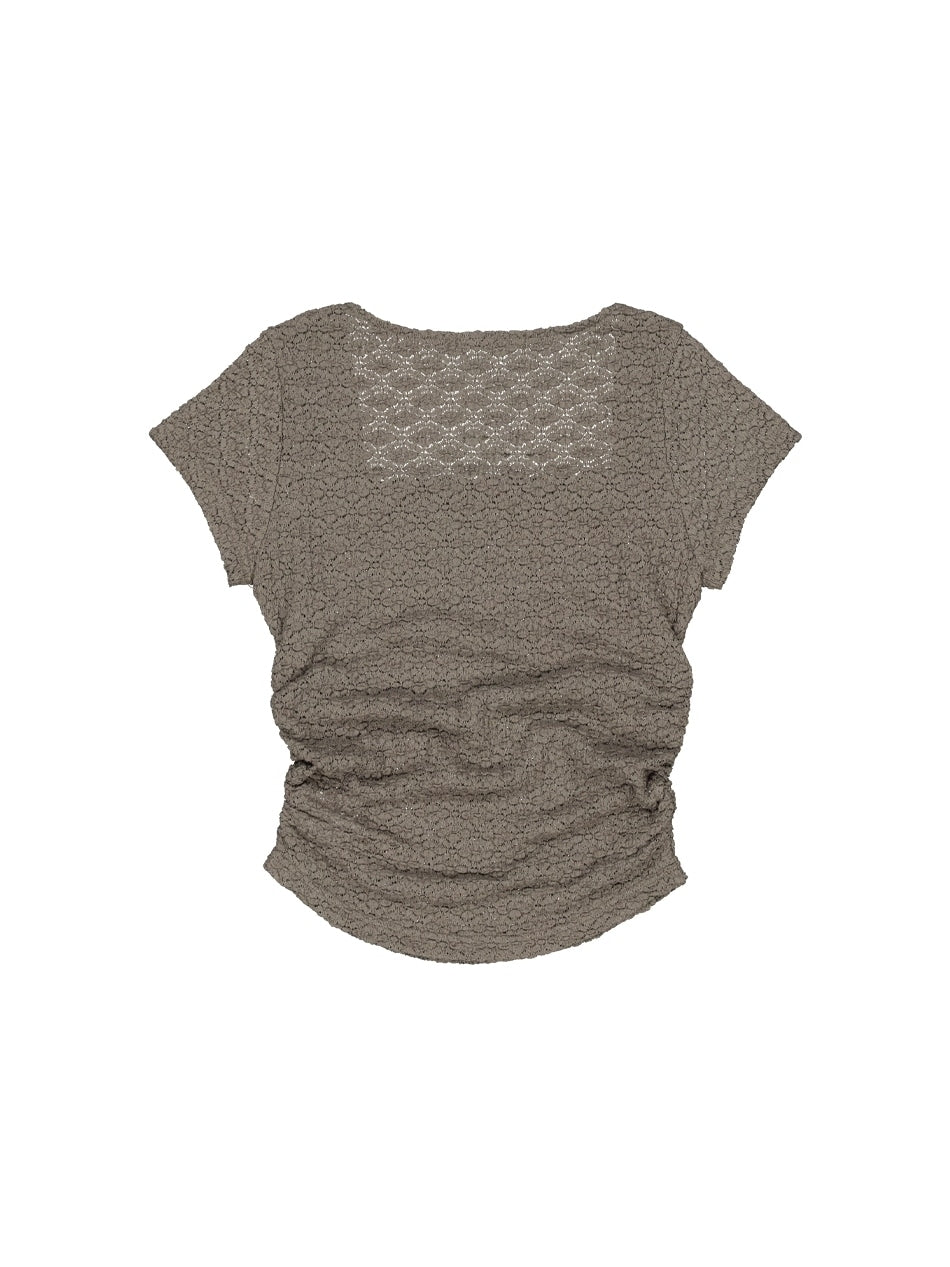 【SETUP‐EXE】FRILL BOW CROP TOP / 【セットアップエグゼ】フリルクロップリボンロゴプリント半袖Tシャツ