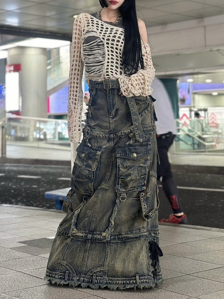 受注制【Never mind the XU】damage summer knit (3color)