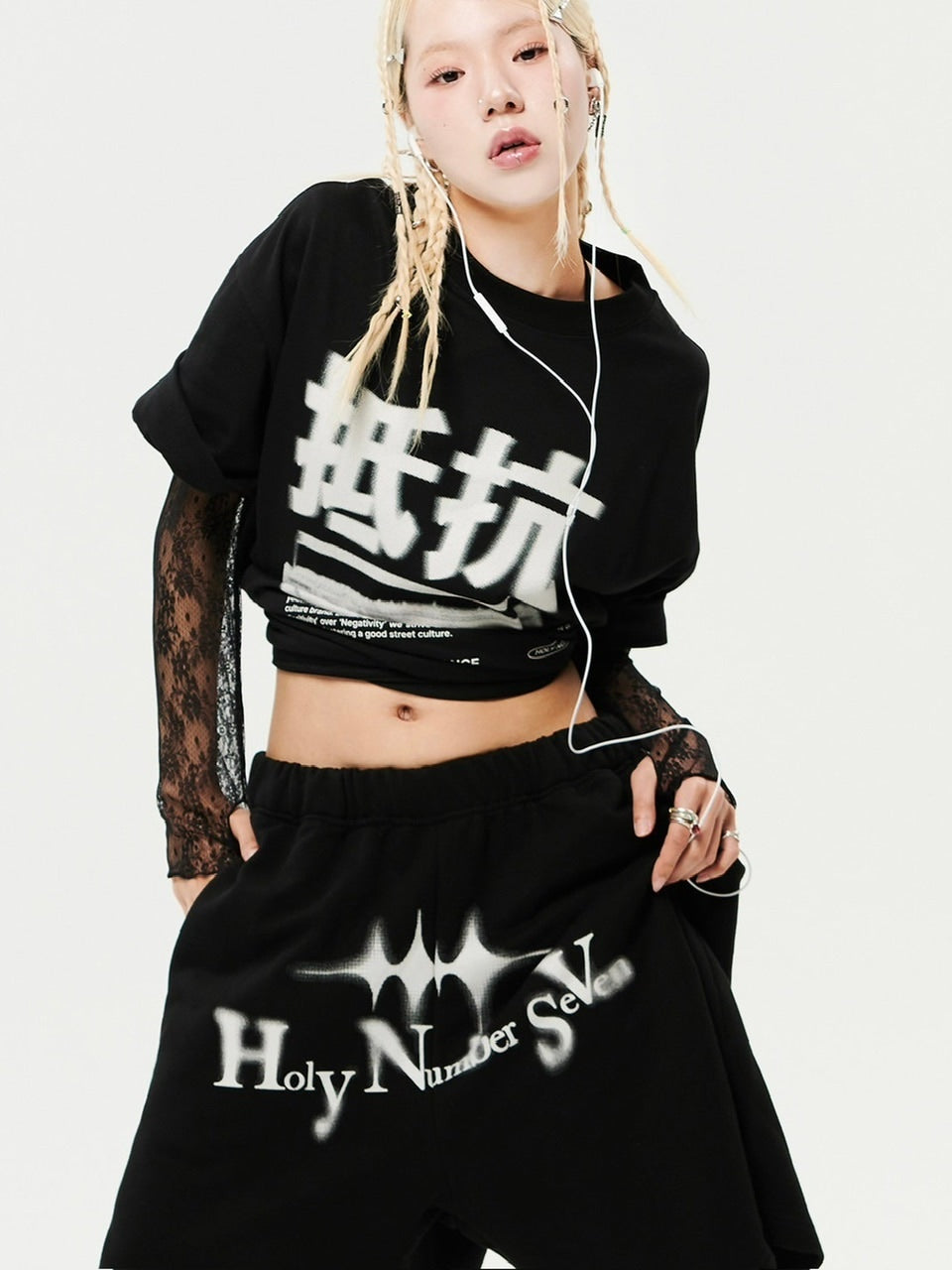 【HOLY NUMBER 7】Lace see-through long sleeve top / 【ホーリーナンバーセブン】レースシースルー長袖Tシャツ