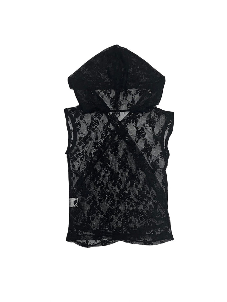 受注制【Never mind the XU】ribbon lace hoodie (2color)