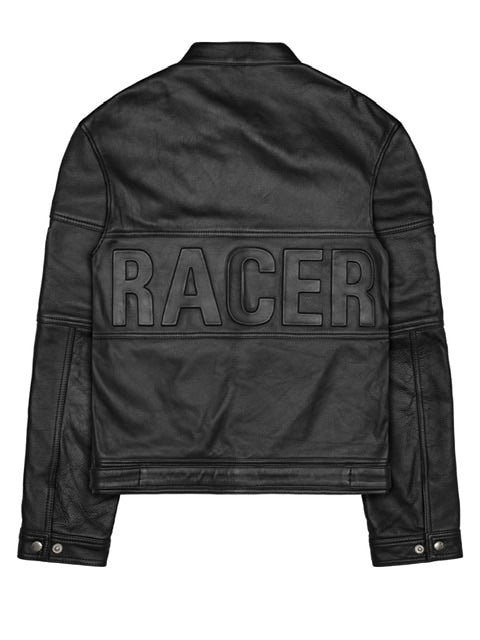 【RACER WORLDWIDE】Black Leather Embossed Jacket