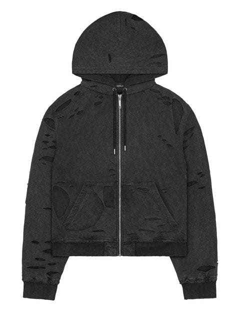 【RACER WORLDWIDE】Distressed 2 Layer Hoodie / 【レーサーワールドワイド】ツーレイヤーダメージジップアップ長袖パーカー