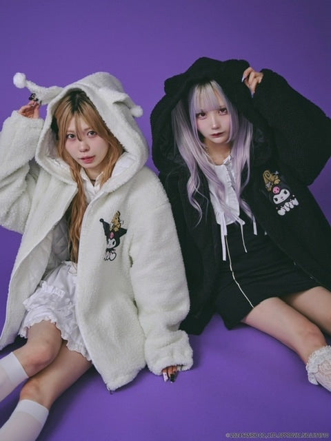 【GALFY×KUROMI】モコモコ丸ボアずきんパーカー / 【ガルフィー×クロミ】ファーロゴ長袖ジップアップパーカー