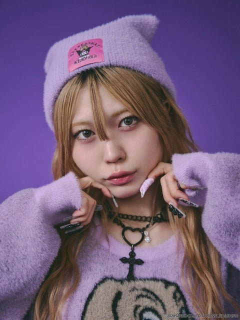 【GALFY×KUROMI】ふわふわ猫耳ニットCAP / 【ガルフィー×クロミ】ファー猫耳ニット帽子