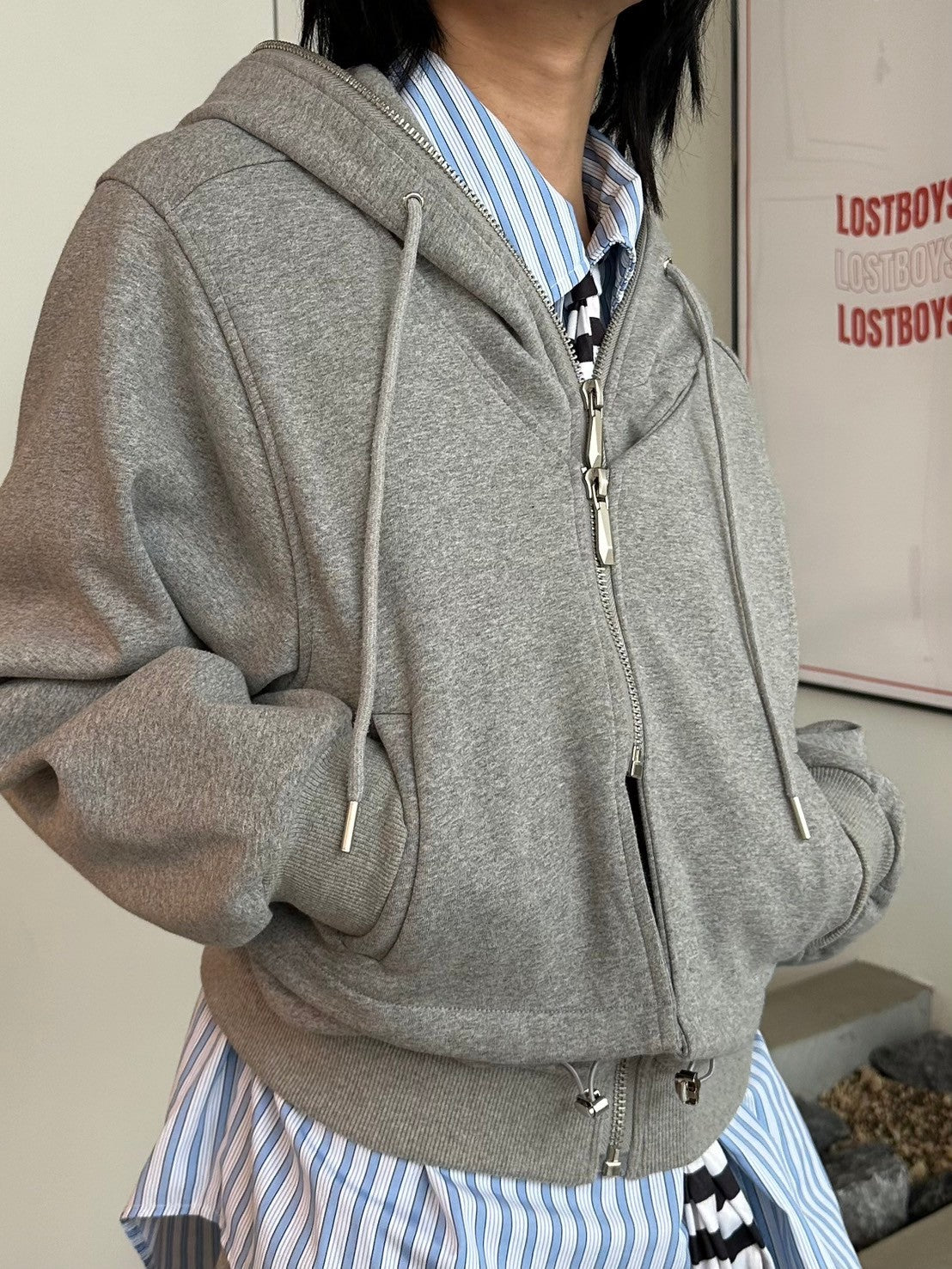 国際配送【LUV CODE】layered zip up hoodie
