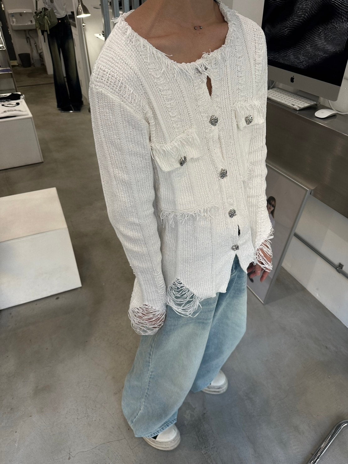 国際配送【LUV CODE】damage tweed jacket