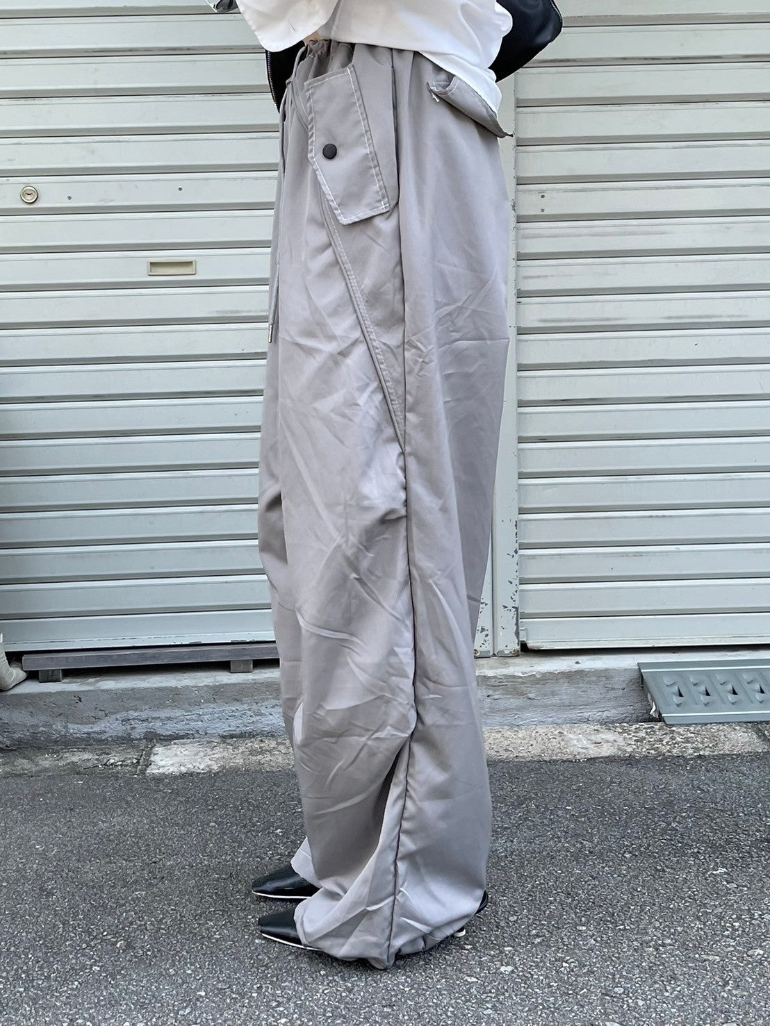 受注制【oaks】tuck design nylon wide pants (2color)