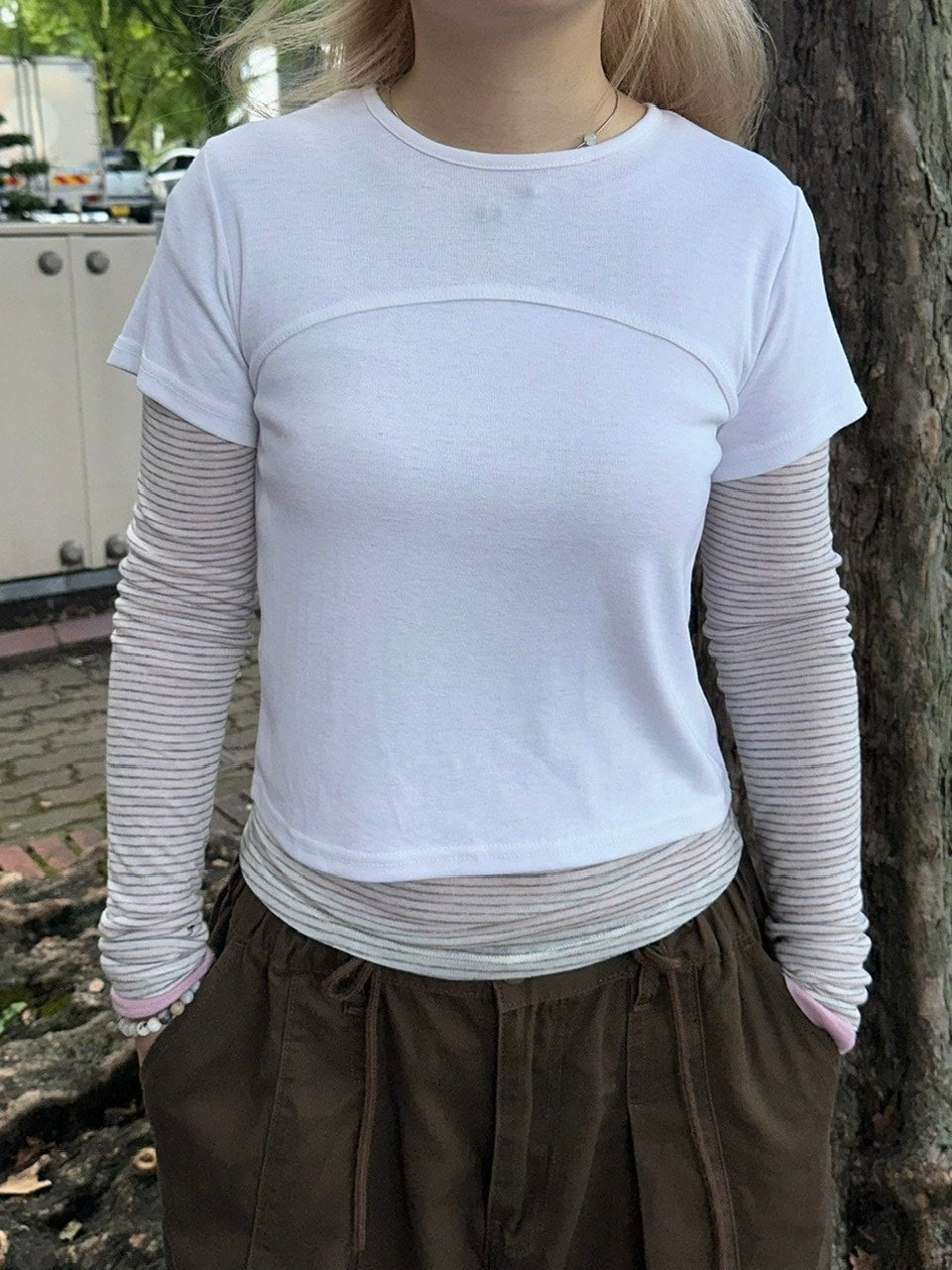 受注制【oaks】see-through stripe long sleeve (3color)