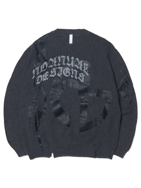 【NOMANUAL】OVERDYED TRIBAL KNIT SWEATER / 【ノーマニュアル】オーバーダイトライバルニット長袖セーター
