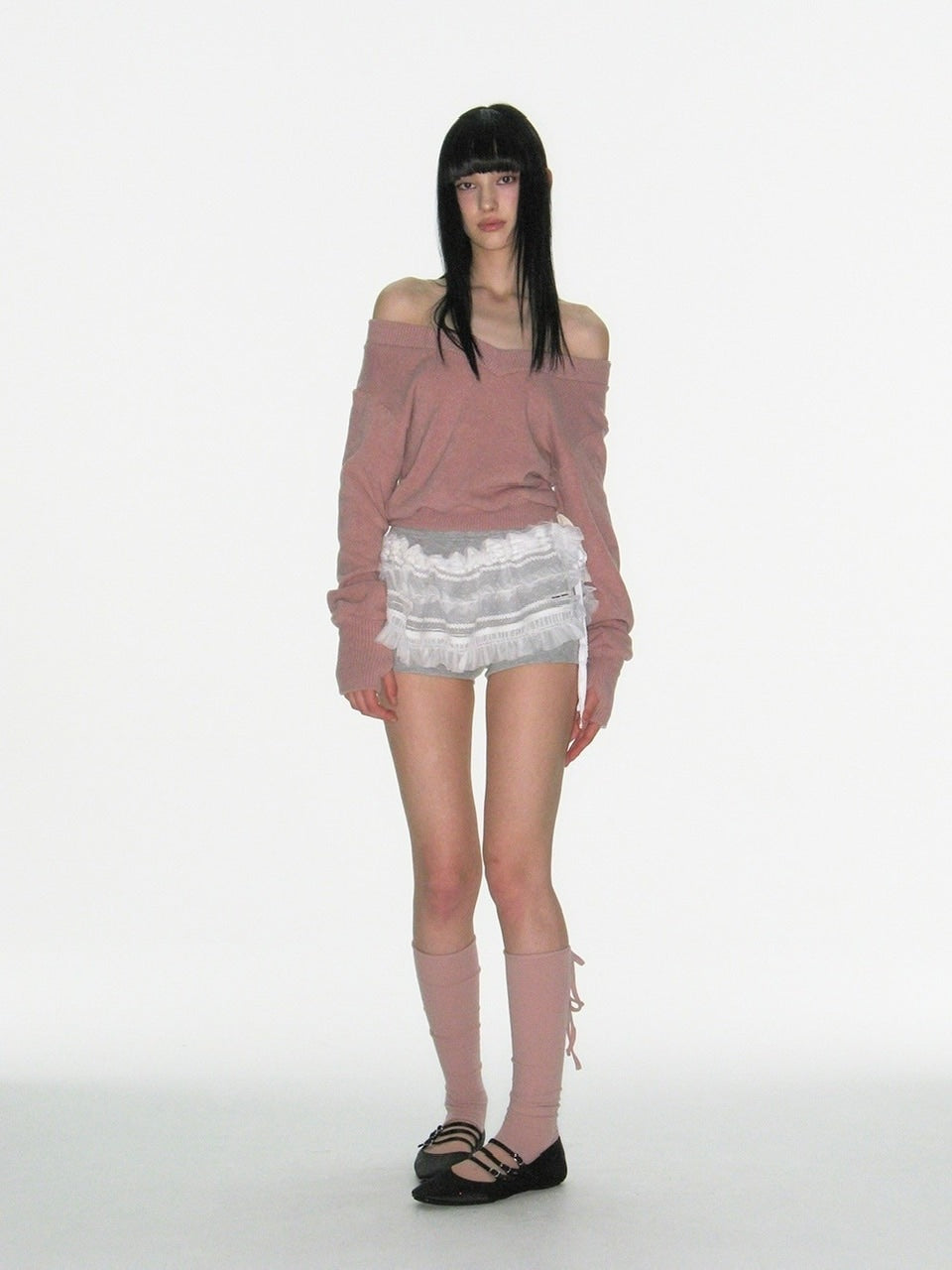 【CRANK】RIBBON WARMER V-NECK KNITWEAR