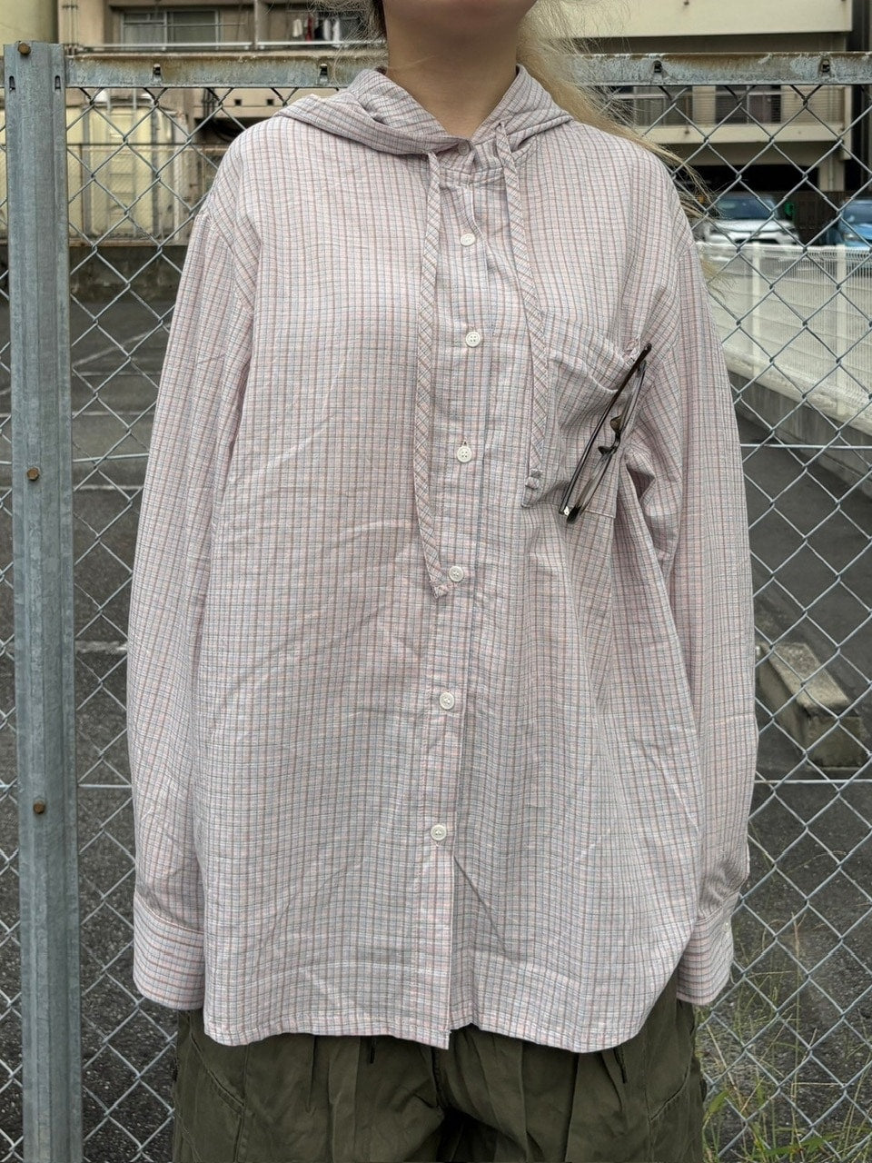 受注制【oaks】oversize hoodie check shirt (2color)