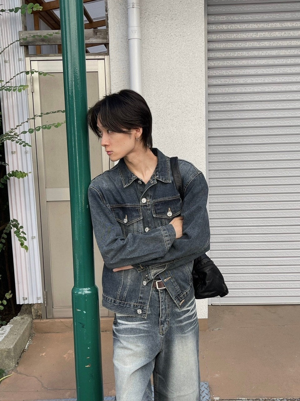 受注制【Chikashitsu +】vintage wash denim jacket 2 (2color)