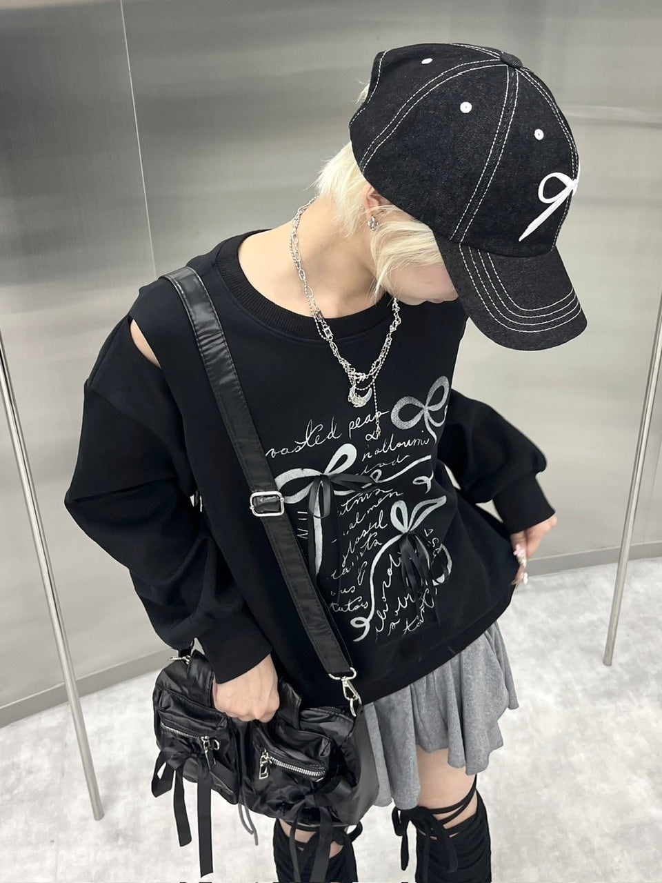 受注制【nmtc +】ribbon design sweat shirts (2color) / 【エヌエムティーシープラス】リボンデザイン長袖スウェット