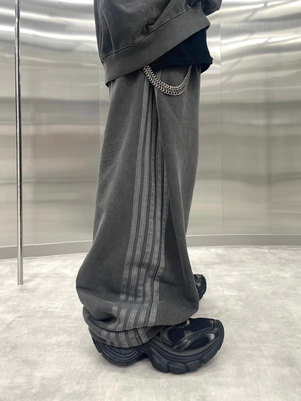 受注制【nmtc+】set up side line pigment sweat pants (2color