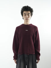 【CS】mock neck damage knit (red)