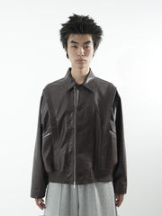 【CS】multi vegan leather blouson (brown)
