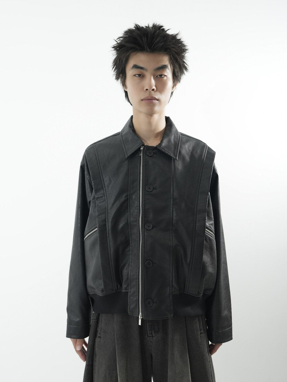 【CS】multi vegan leather blouson (black)