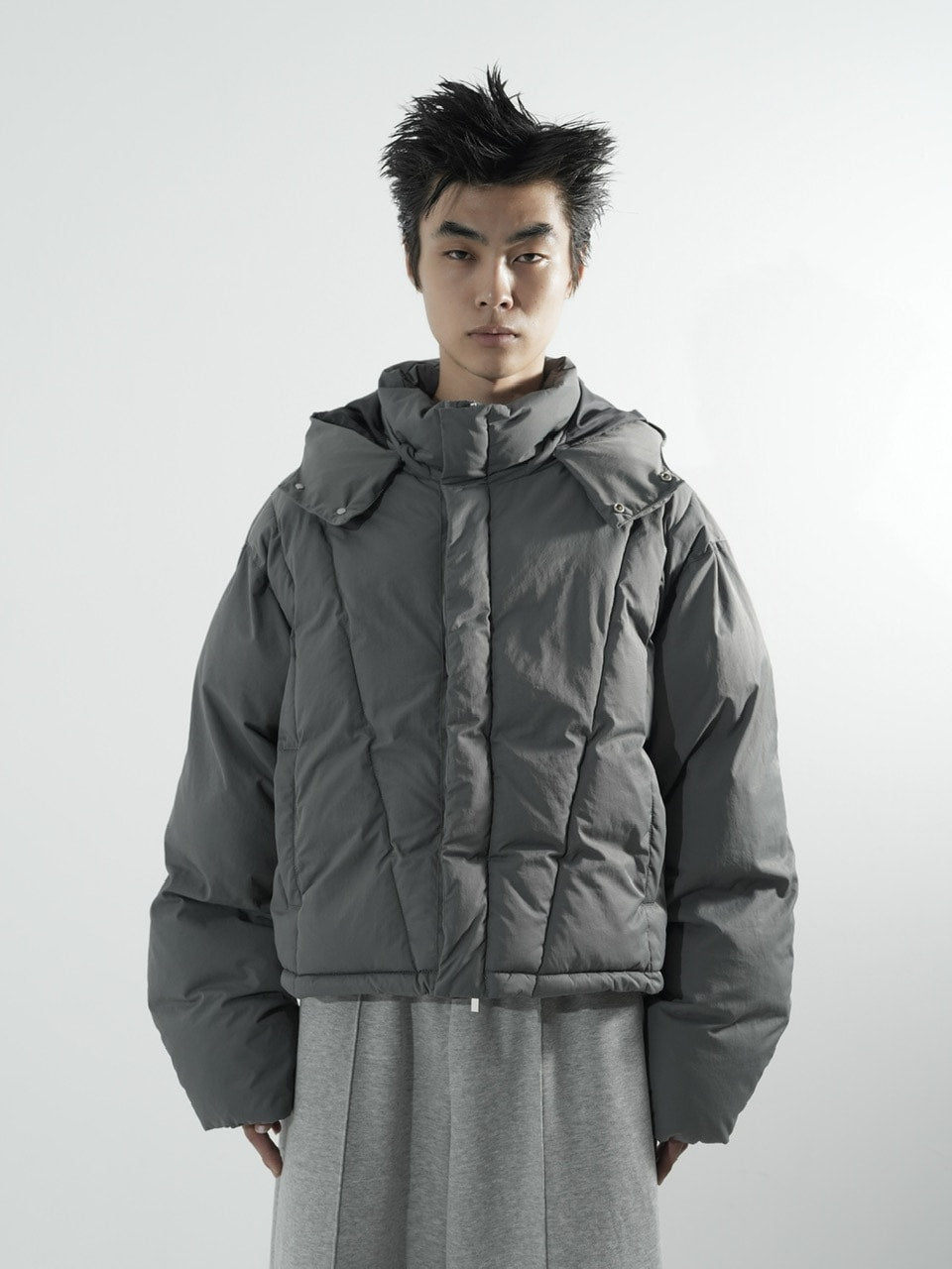 【CS】2way cropped puffer jacket (charcoal)