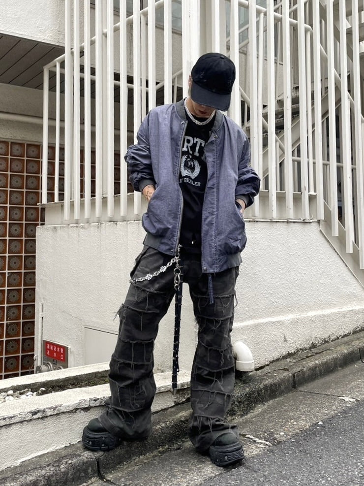 受注制【Never mind the XU】washed shirring blouson