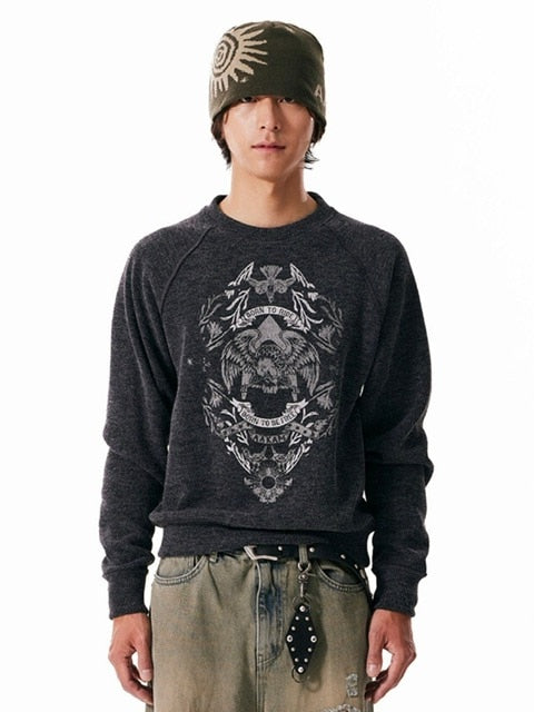 【AAKAM】Eagle Printed Knit / 【アーカム】イーグルプリント長袖ニット