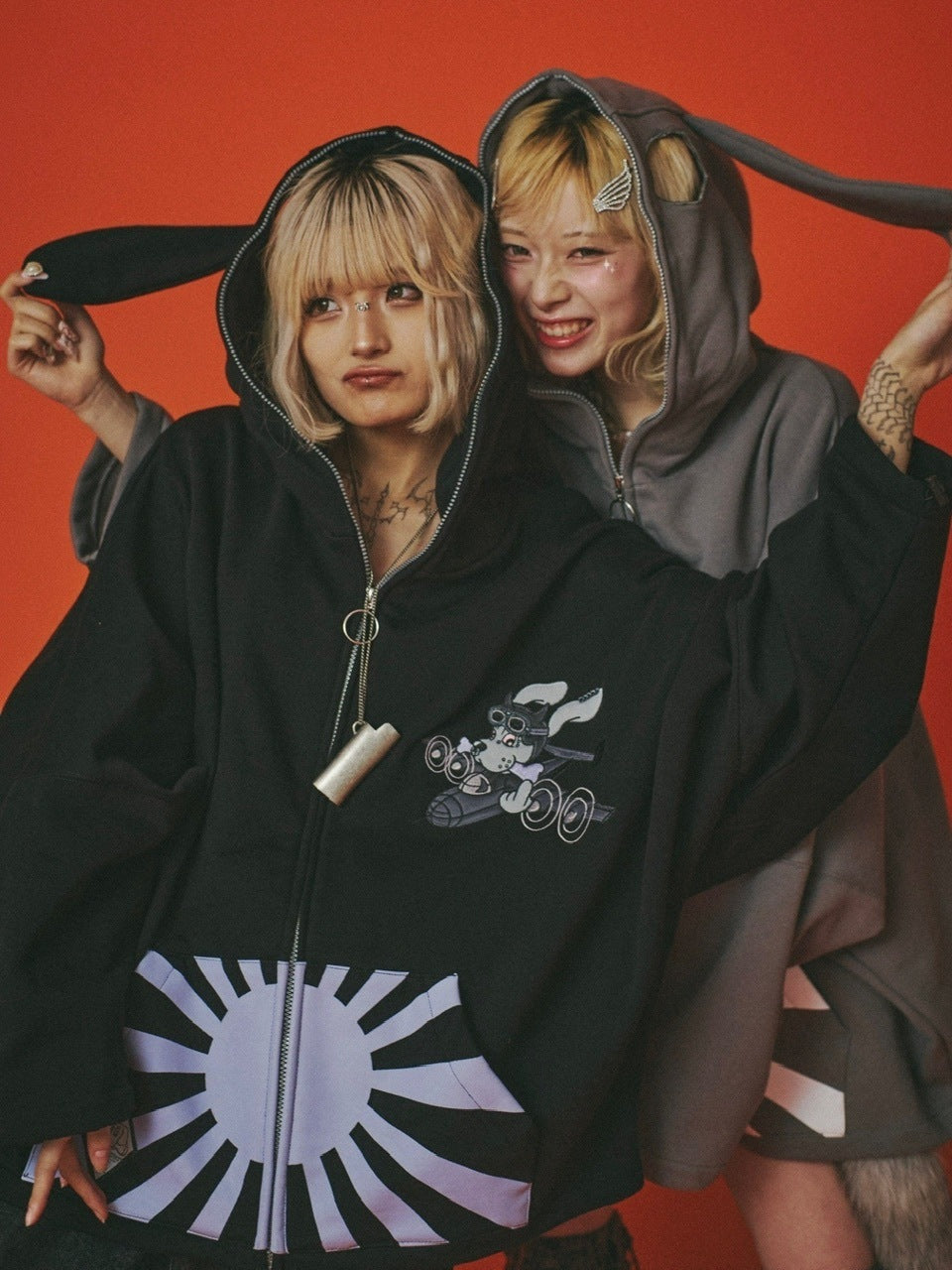 【GALFY】反戦パーカー / 【ガルフィー】ロゴ長袖耳付きパーカー