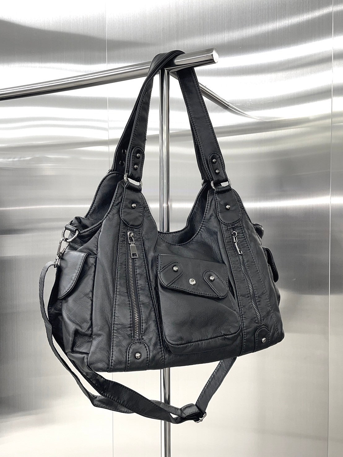 受注制【nmtc +】2way leather pocket shoulder bag / 【エヌエムティーシープラス】ツーウェイコーティングポケットショルダーバッグ