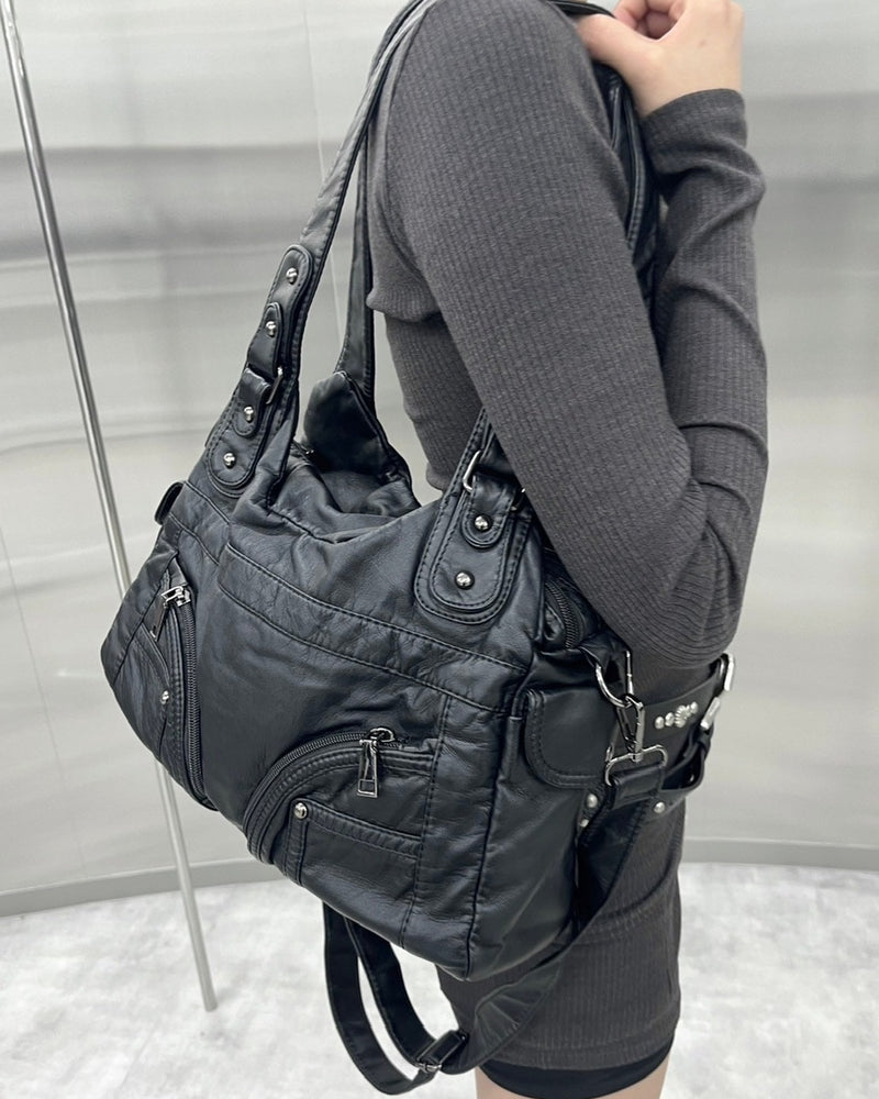 受注制【nmtc +】2way leather pocket shoulder bag 2 (2color) / 【エヌエムティーシープラス】ツーウェイコーティングポケットショルダーバッグ