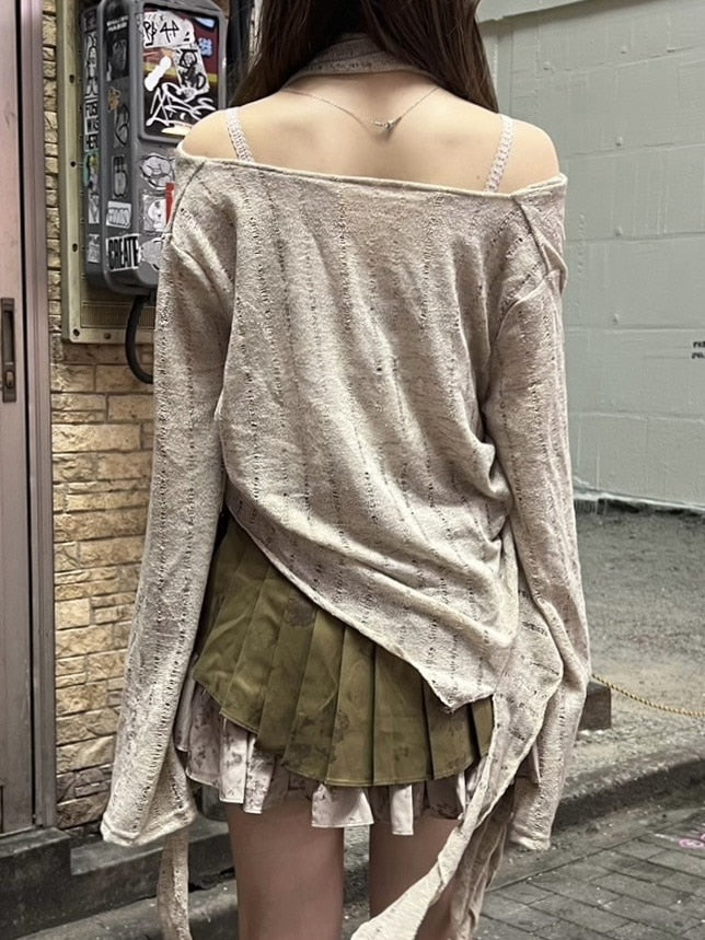 受注制【Never mind the XU】asymmetry drape tops (2color)