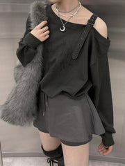 【nmtc +】shoulder belt graphic sweatshirts (3color)