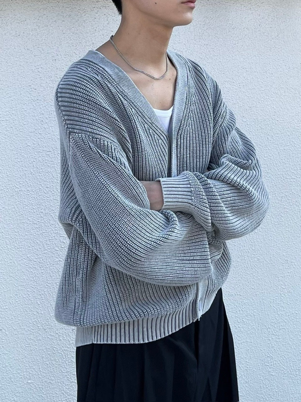 【Chikashitsu +】dirty wash cotton cardigan (3color) / 【チカシツプラス】ダーティウォッシングコットンクロップカーディガン