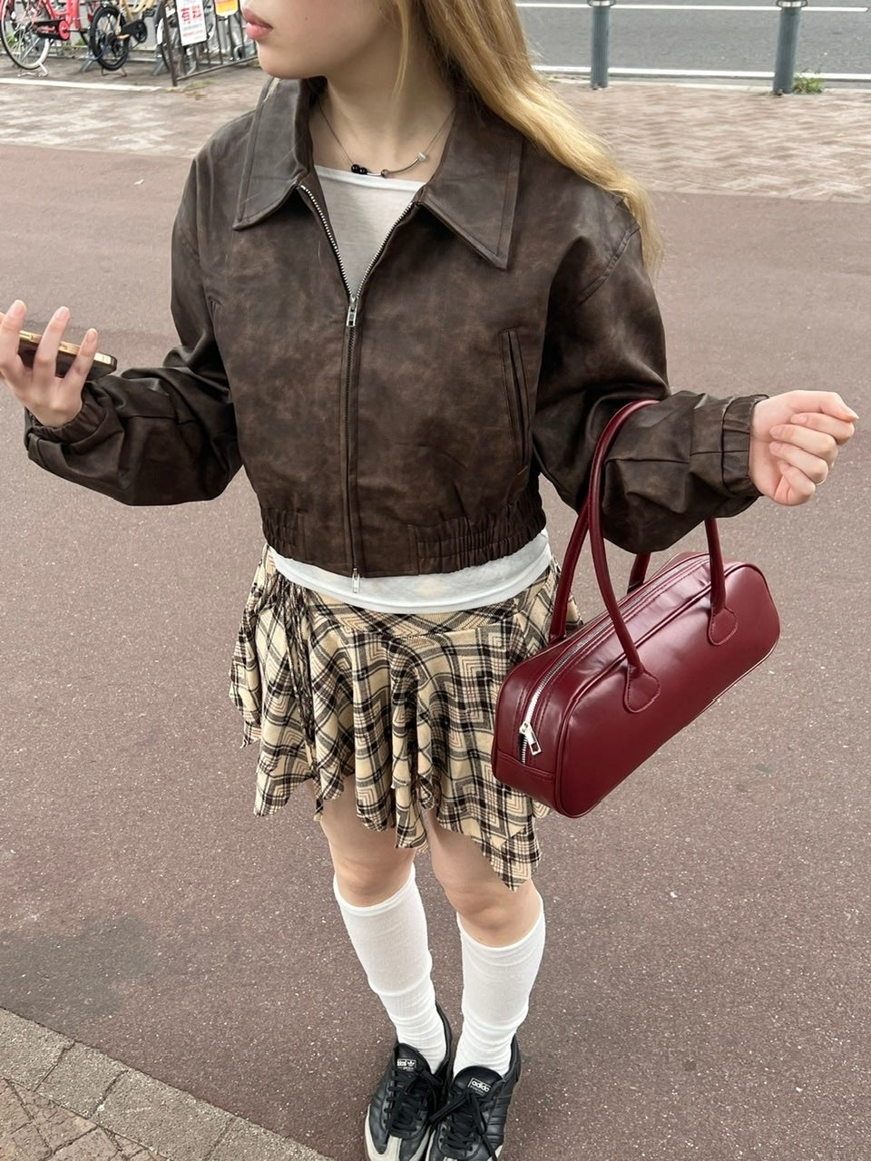 受注制【oaks】fake leather jacket (2color) / 【オークス】フェイクレザージャケット